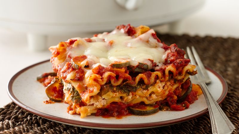 Skinny Slow Cooker Spinach Lasagna