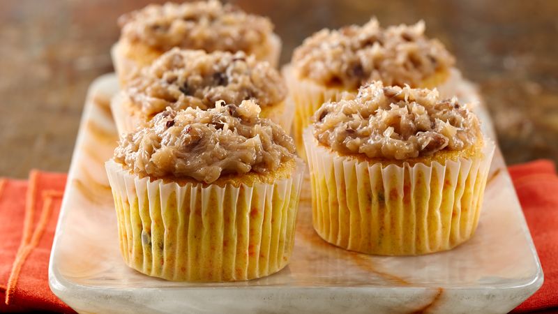 Carrot Cupcakes with Coconut Pecan Frosting