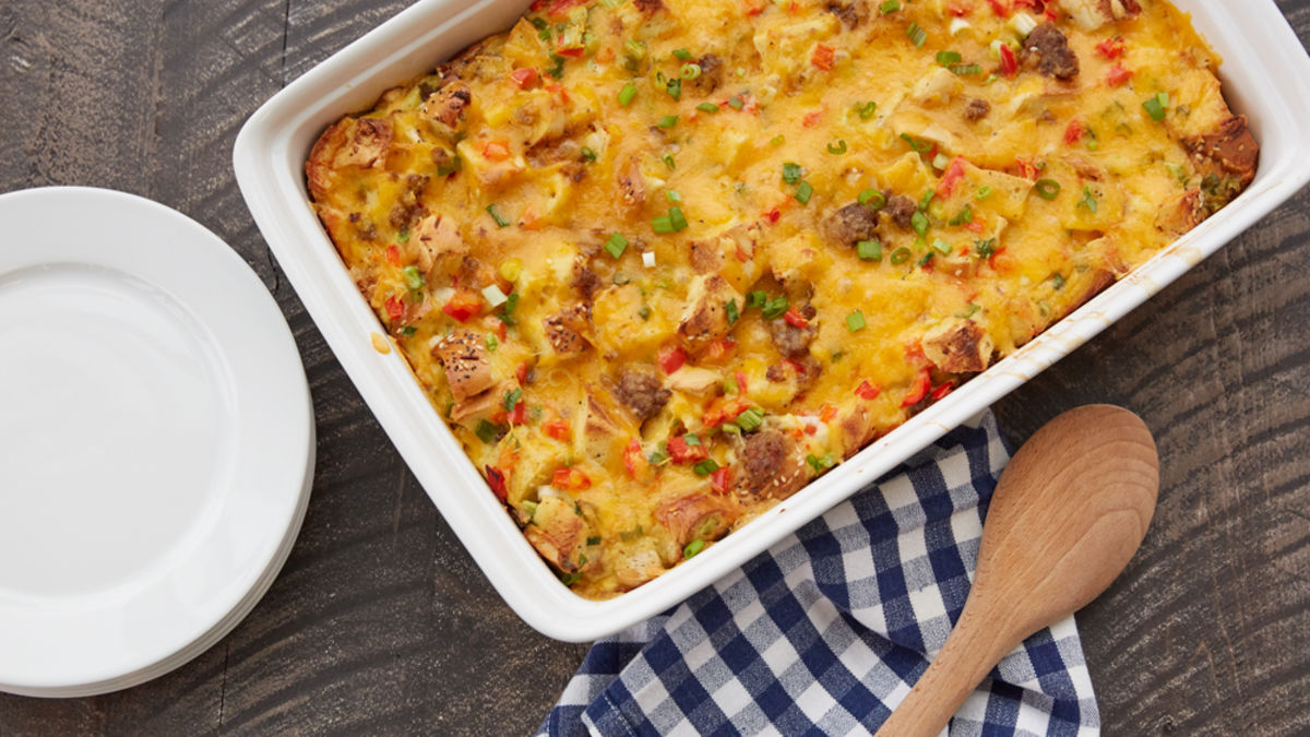 Overnight Everything Bagel Breakfast Casserole