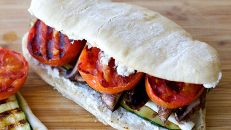 Grilled Vegetable and Goat Cheese Sandwich