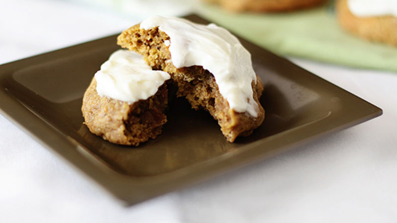Soft Pumpkin Granola Cookies with Cream Cheese Glaze Recipe - Tablespoon.com
