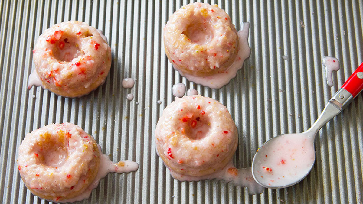 Gluten-Free Cake Donuts with Strawberry Glaze