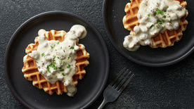 How to Make Biscuit Waffles with Turkey Sausage Gravy Video