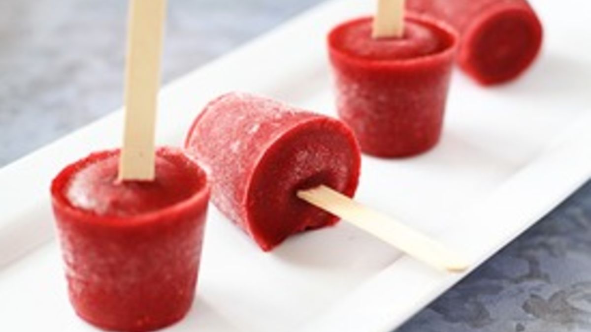 Pomegranate, Nectarine, and Raspberry Popsicles