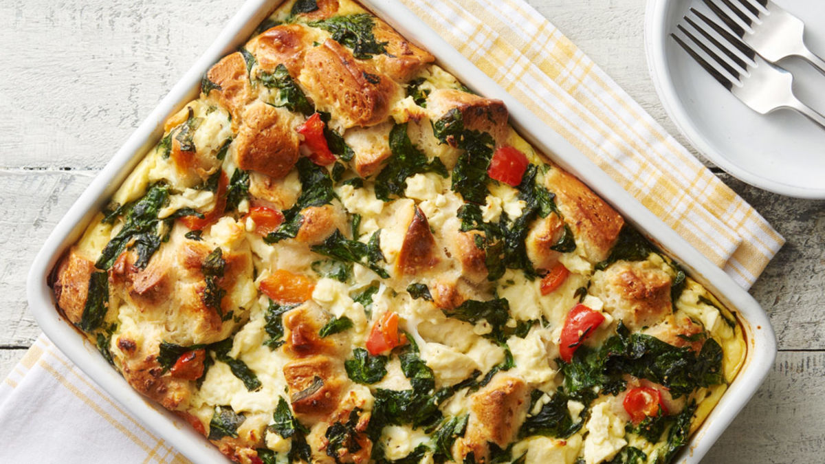 Spinach, Feta and Egg Bubble-Up Bake