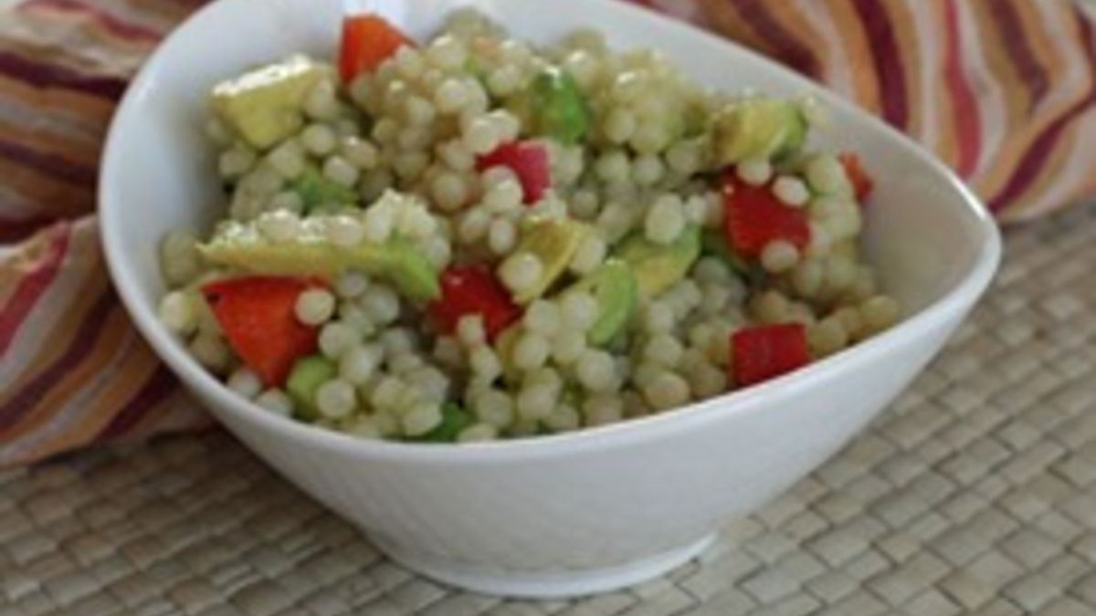 Avocado and Red Pepper Israeli Couscous