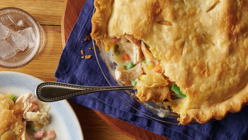 Classic Chicken Pot Pie prepared recipe in a pie dish