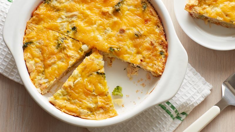 Skinny Impossibly Easy chicken and Broccoli Pie prepared recipe