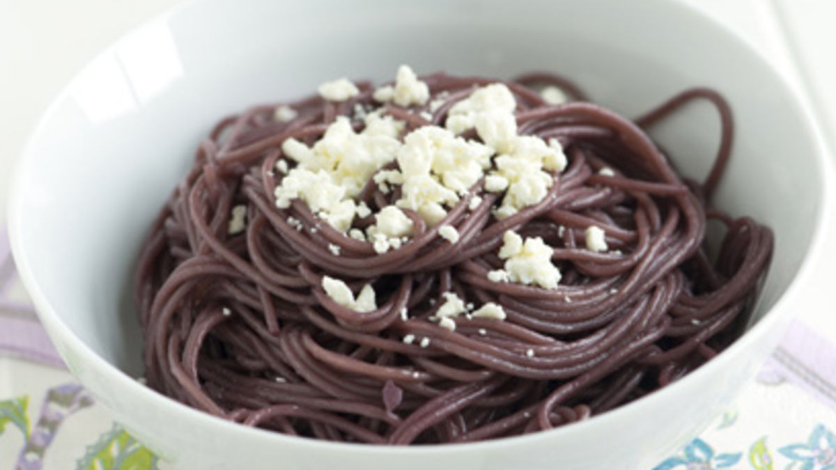 Red Wine Pasta with Feta Cheese
