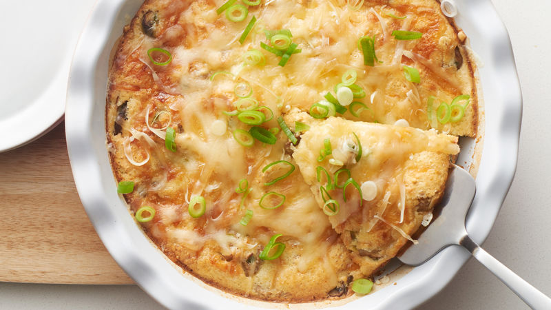 Impossibly Easy Mushroom Swiss Turkey Burger Pie