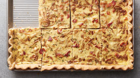How to Make Caramelized Onion, Bacon and Swiss Cheese Slab Quiche Video 