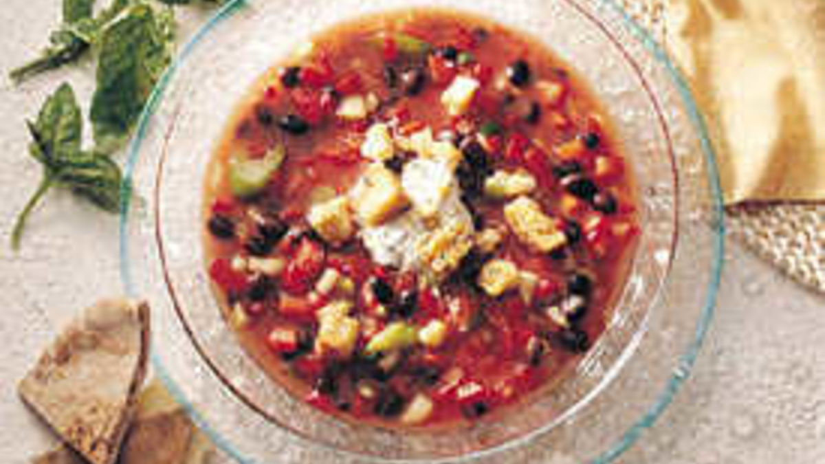 Gazpacho with Basil Crème Fraîche