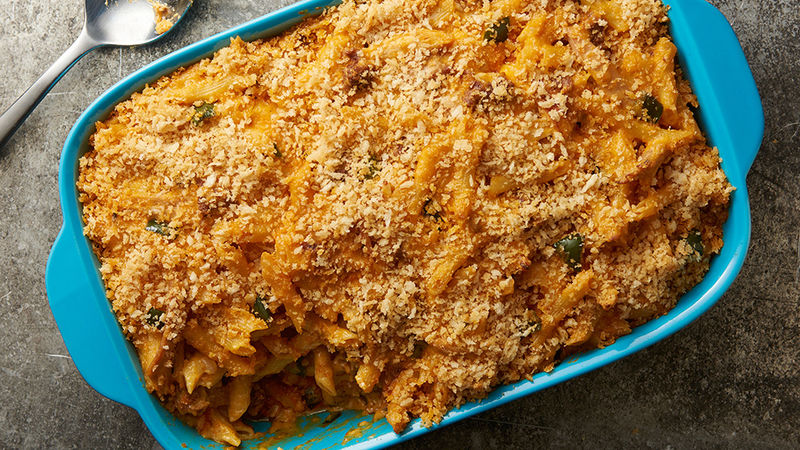 Chicken Chorizo and Poblano Pasta Bake