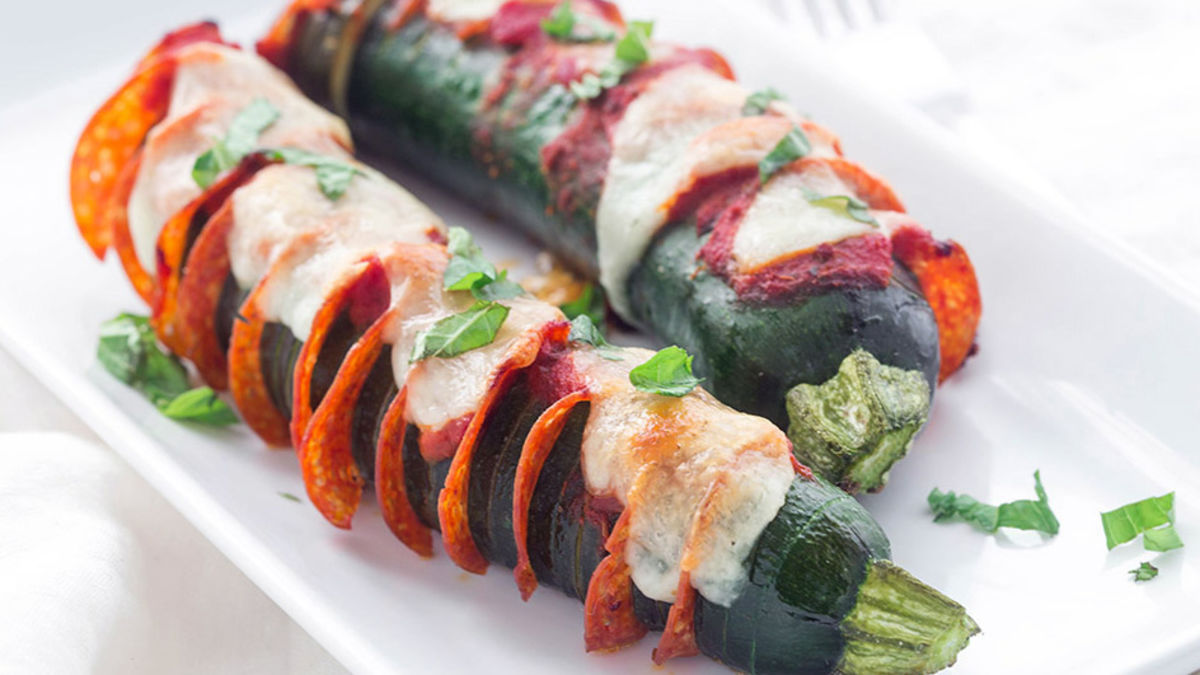 Hasselback Zucchini Pizza