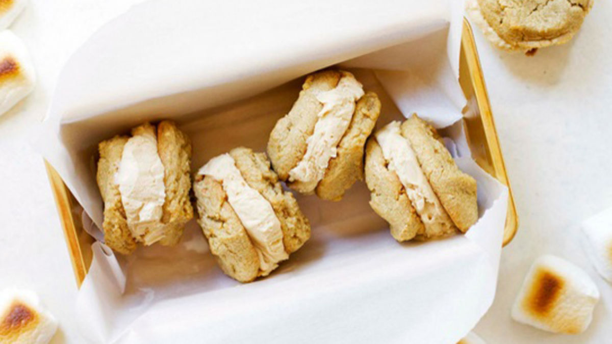 Toasted Marshmallow Peanut Butter Ice Cream Sandwiches