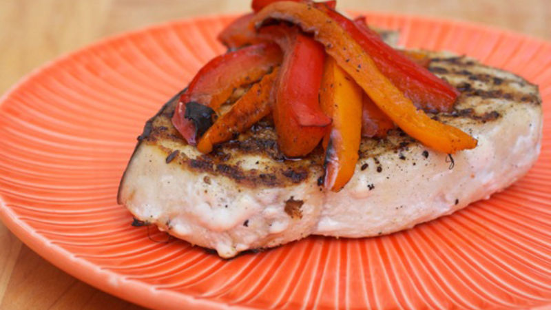 Grilled Swordfish with Peppers Recipe - BettyCrocker.com