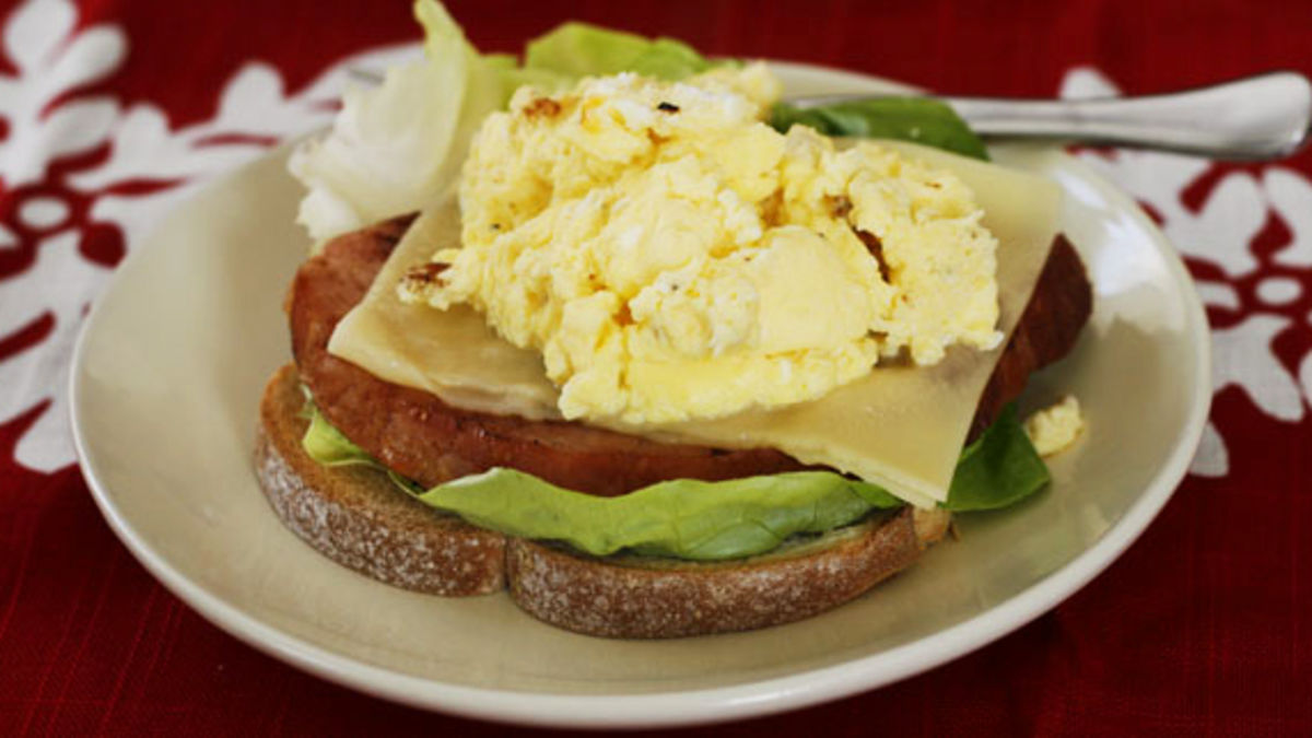 Ham, Egg and Swiss Breakfast Stack