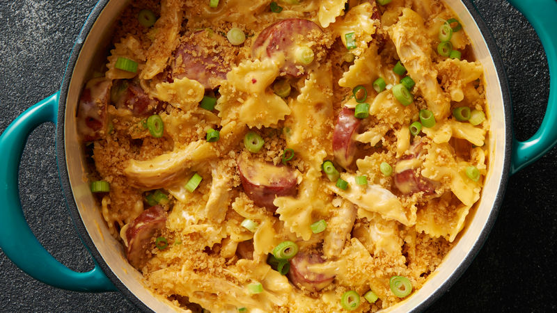 One Pot Cajun Chicken and Sausage Mac and Cheese