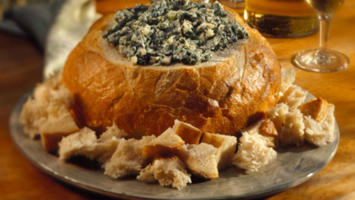 Spinach Dip in Bread Bowl