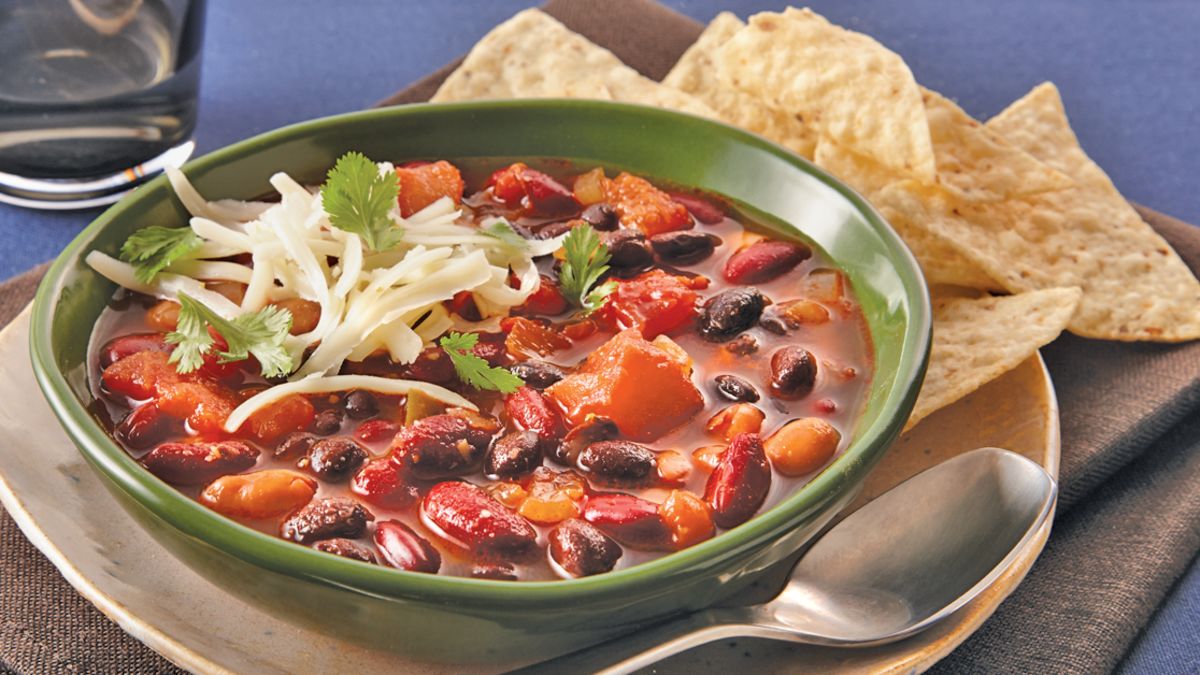Slow-Cooker Three-Bean Vegetarian Chili