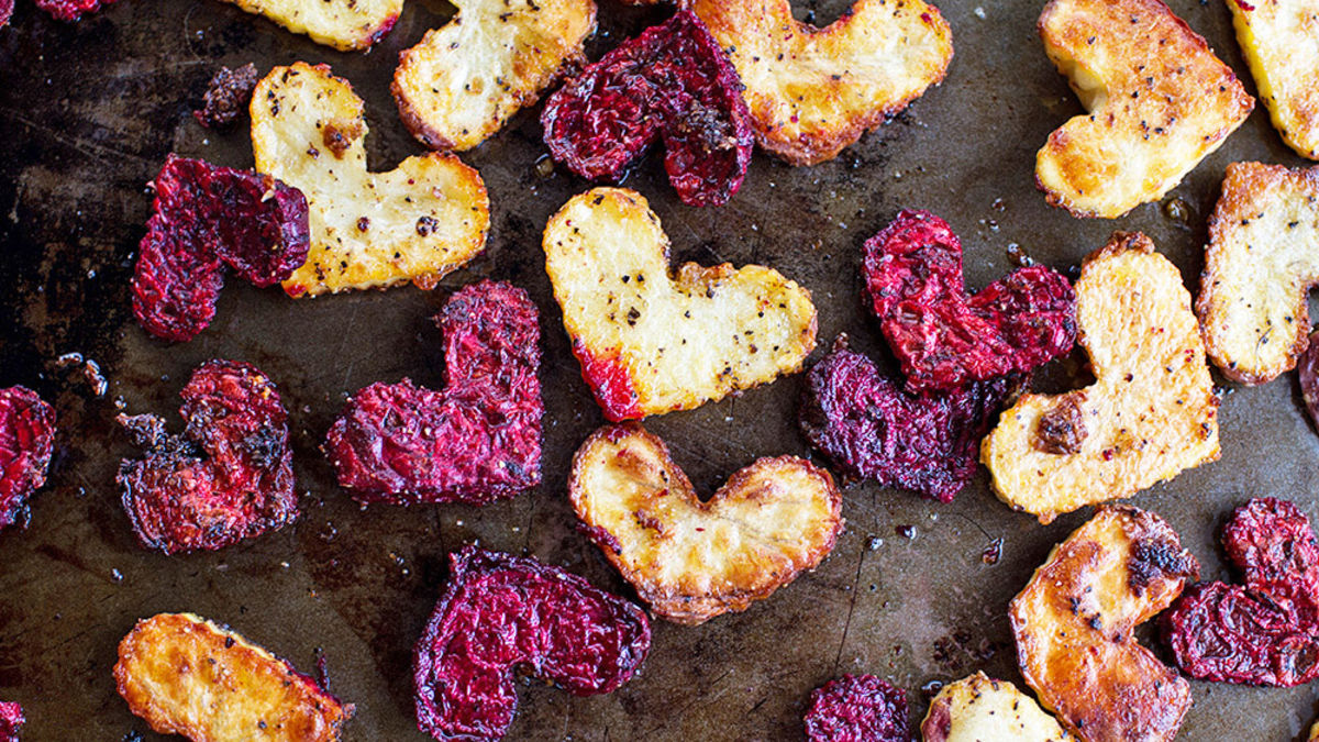 Heart-Shaped Roasted Beets and Potatoes