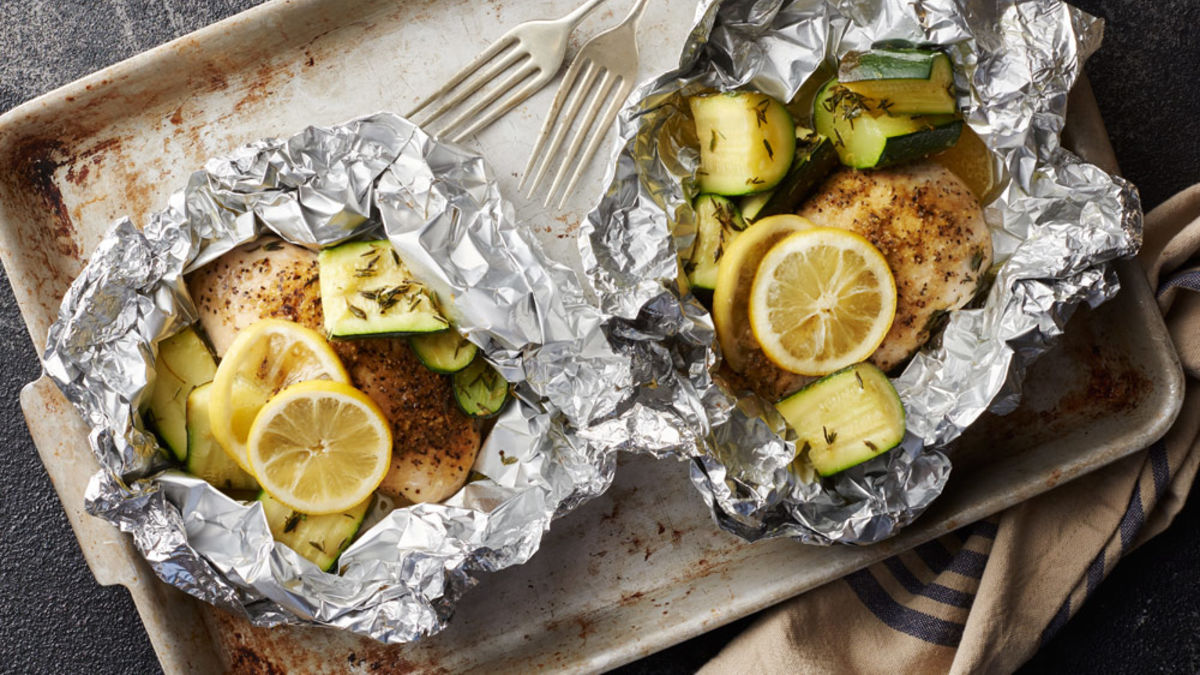 Lemon Chicken and Zucchini Foil Packs
