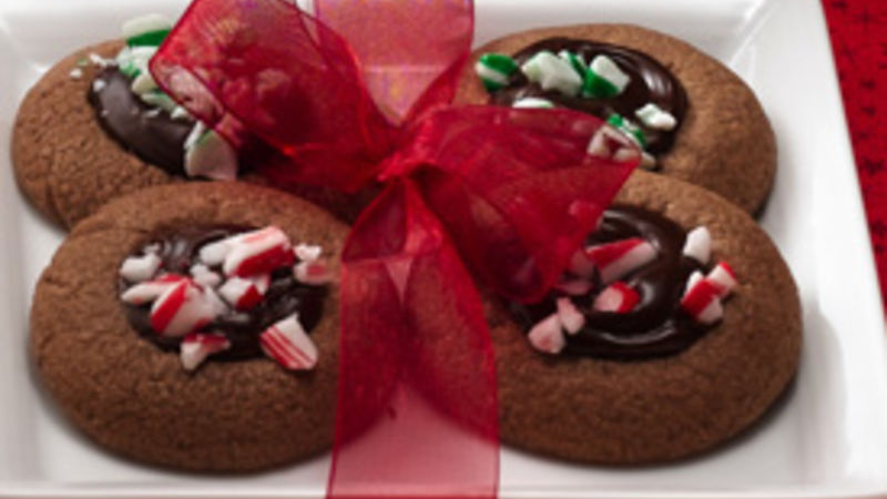 Peppermint-Fudge Thumbprint Cookies Recipe - BettyCrocker.com