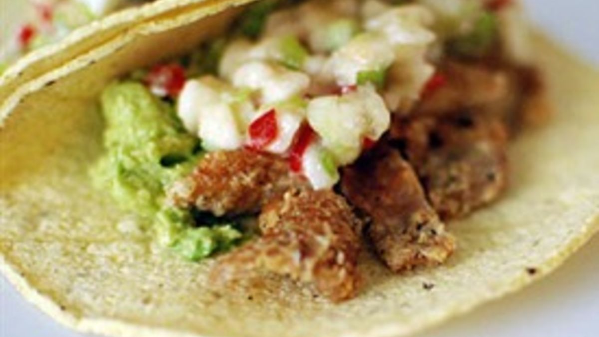 Chicken Skin Tacos with Habanero Banana Salsa