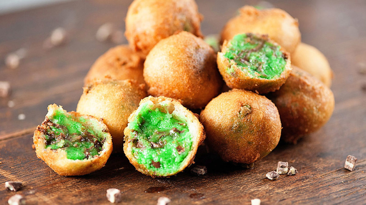 Thin Mint Fried Cookie Dough Bites