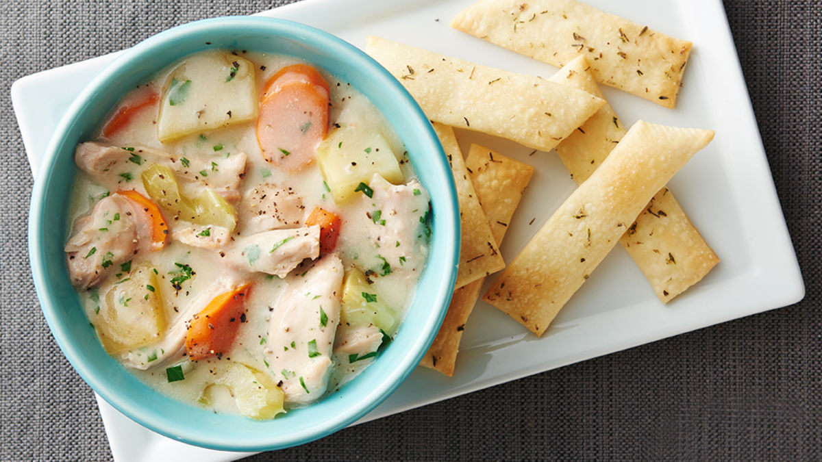 Slow-Cooker Chicken Pot Pie with Pie Crust Crackers