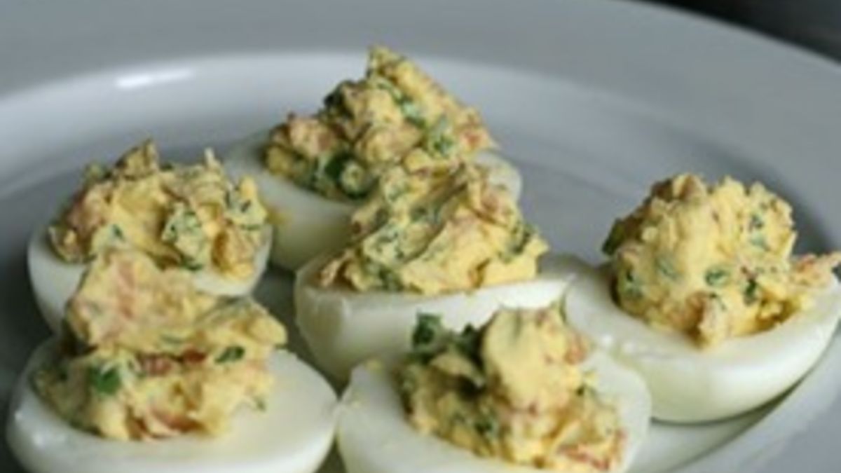 Prosciutto and Arugula Deviled Eggs