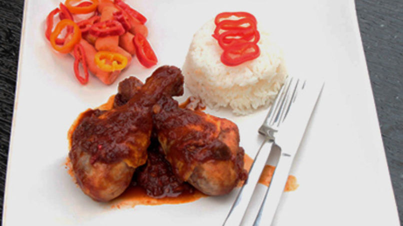 Chicken and Peppers in Red Wine Sauce