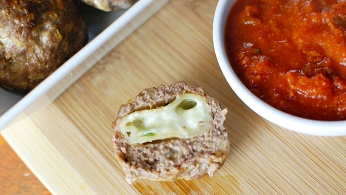 Spicy Pizza Roll Stuffed Meatballs