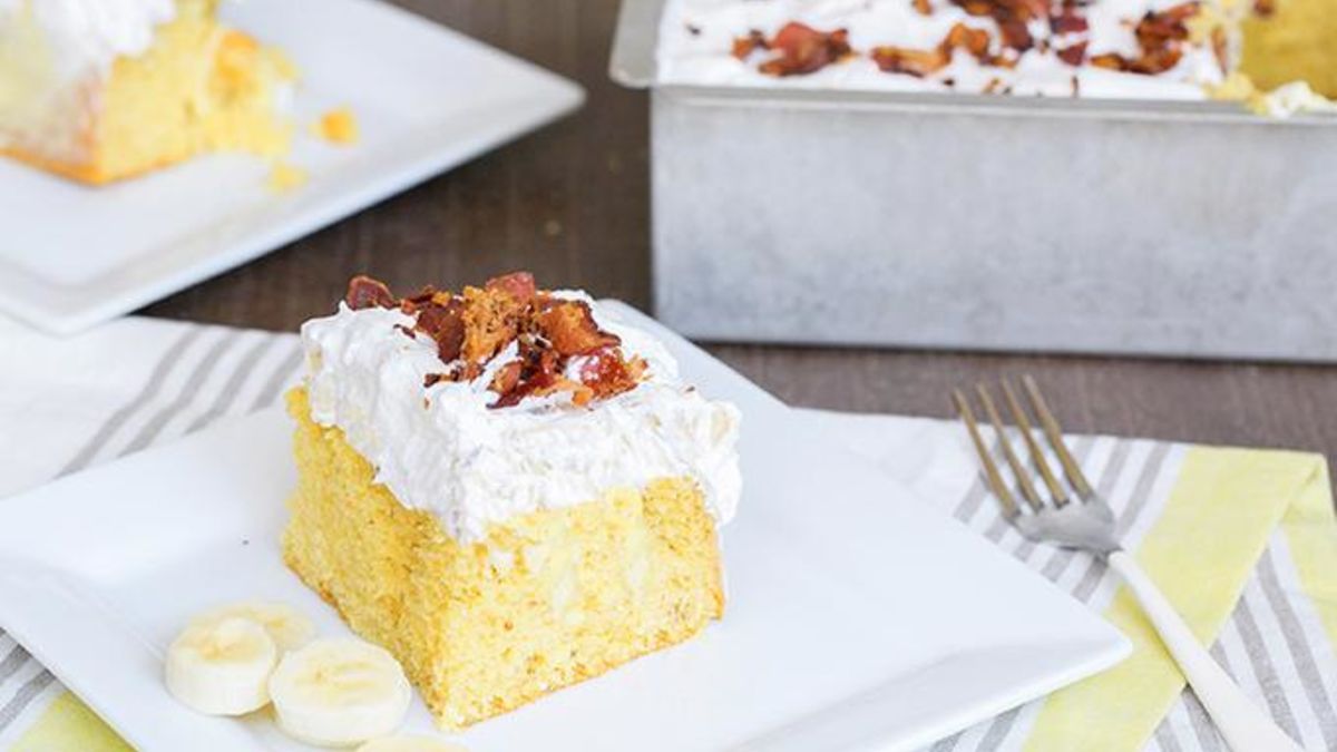 Elvis Poke Cake: PB Banana and Bacon