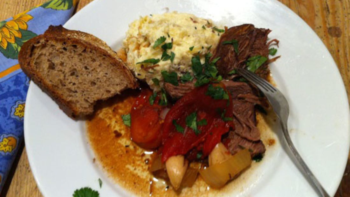 Slow-Cooker Pot Roast with Tomatoes, Balsamic and Garlic