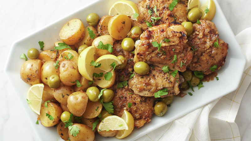 Slow Cooker Lemon Pepper Chicken with Green Olives and Potatoes