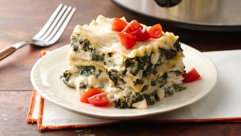 Slow Cooker Spinach Alfredo Lasagna