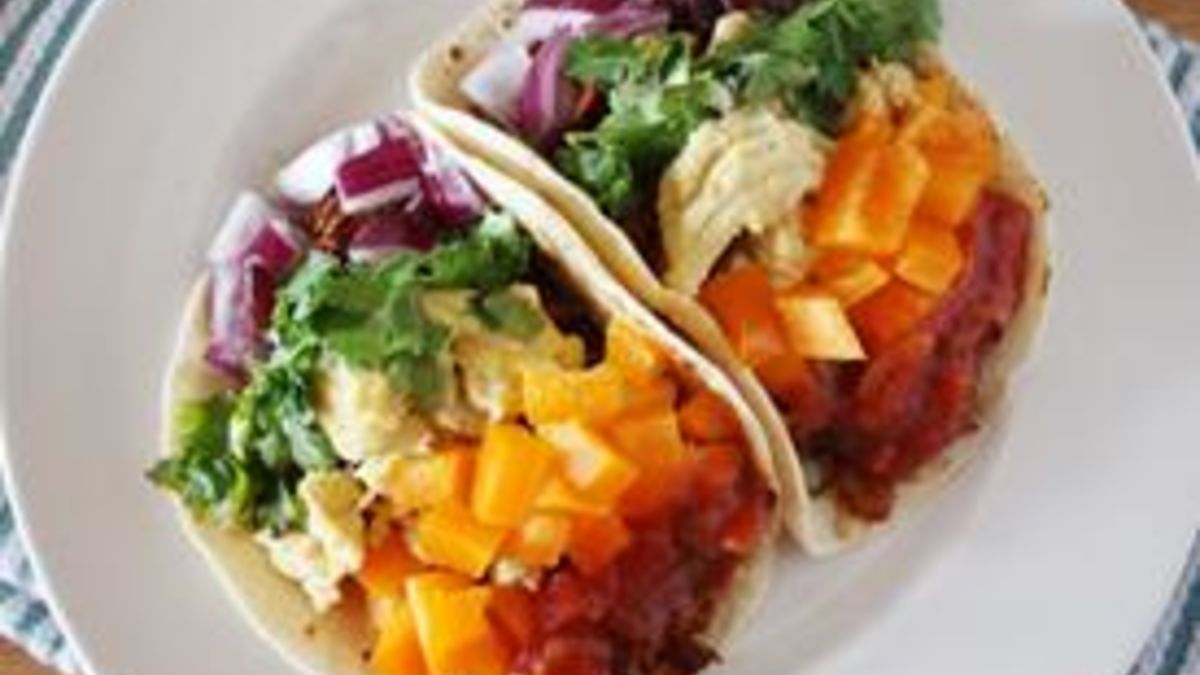 Chorizo-Egg Rainbow Tacos