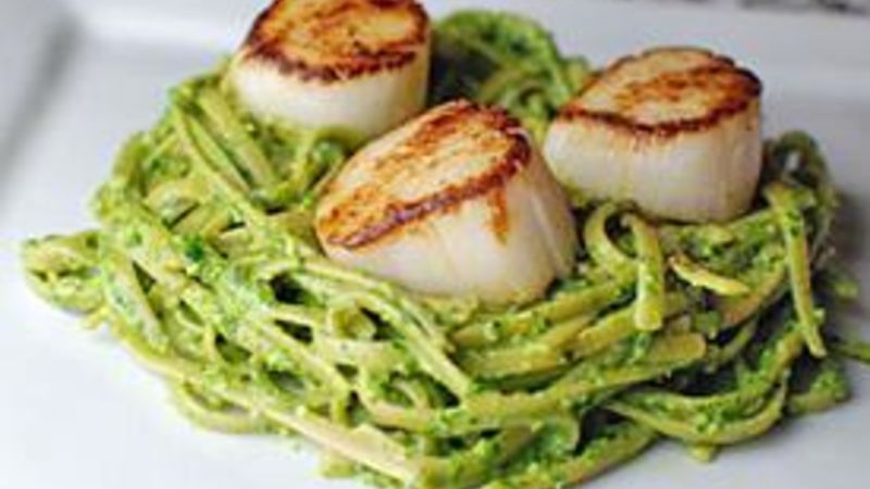 Eucalyptus Pesto with Scallops Recipe - Tablespoon.com