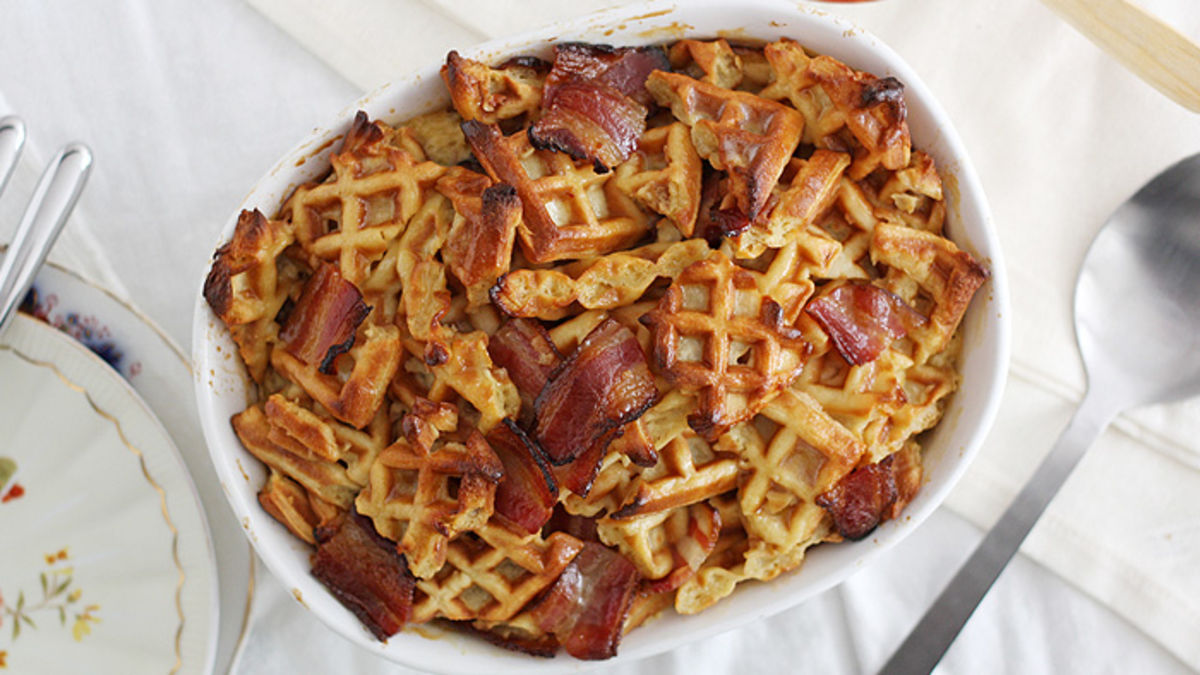 Maple-Bacon Waffle Bake