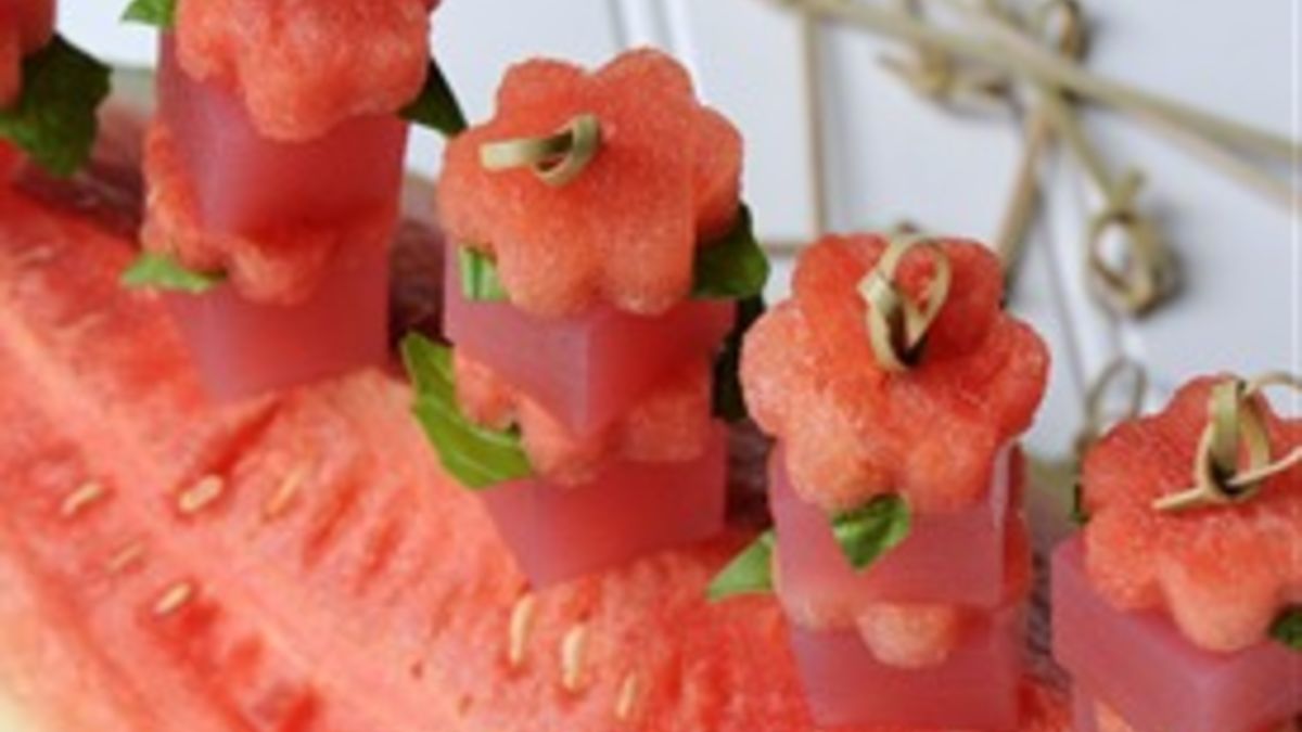 Watermelon Basil Martini Jello Shots