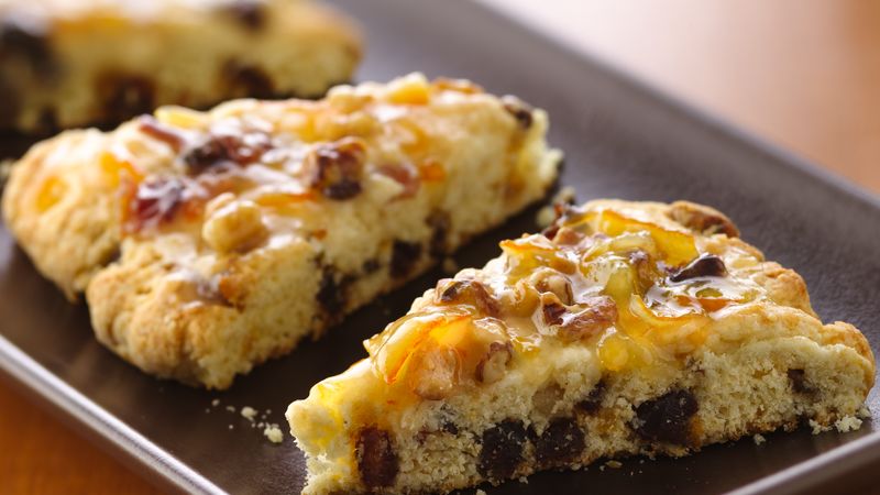 Bacon-Date Scones with Orange Marmalade Glaze