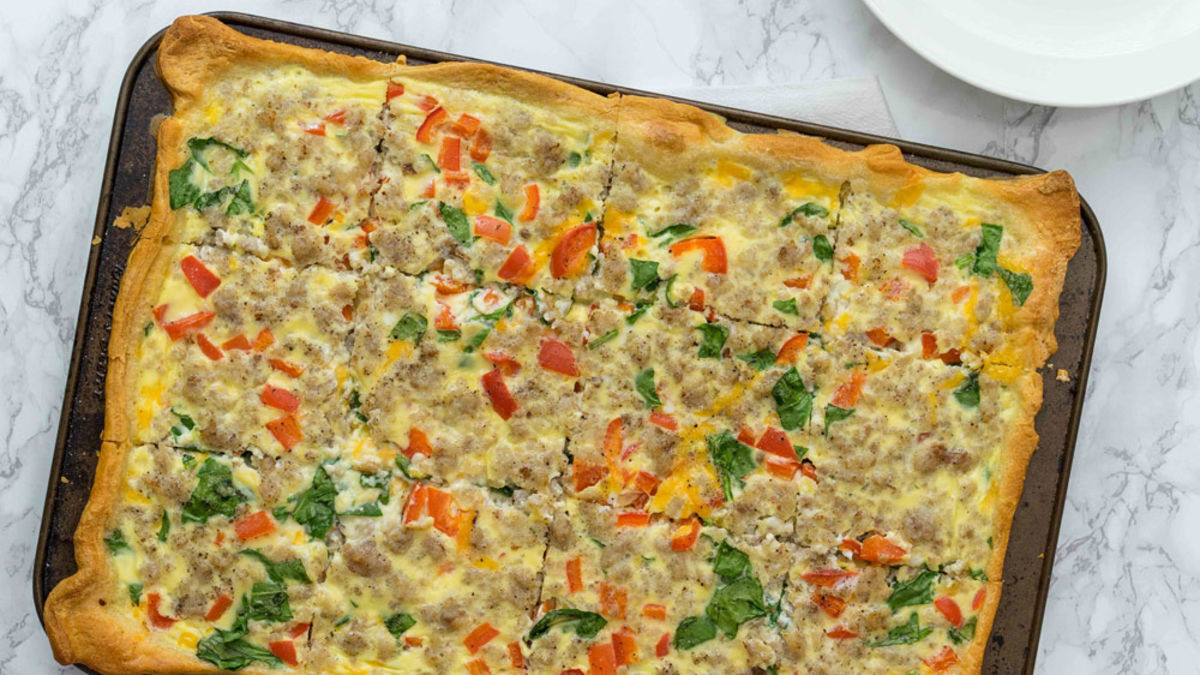 Sausage and Bell Pepper Slab Quiche