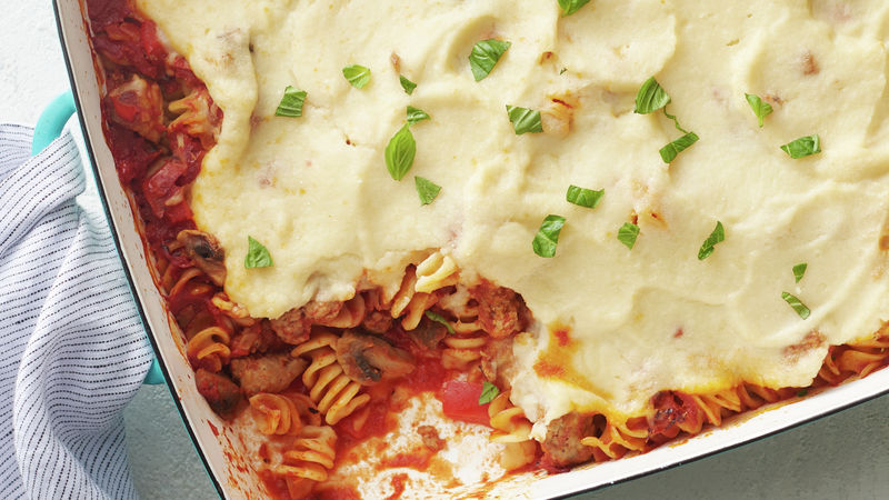 Lighter Tomato Alfredo Pasta Bake
