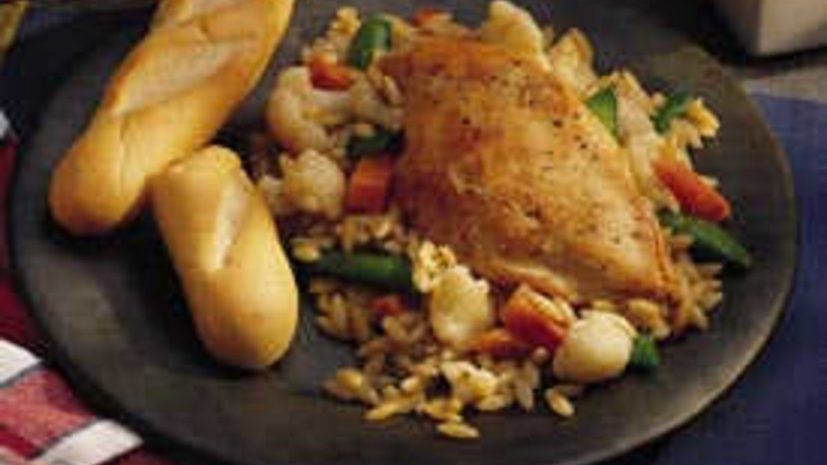 Caesar Chicken with Orzo