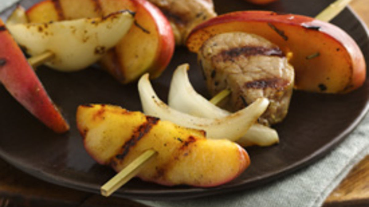 Mustard-Rosemary Pork and Apple Kabobs