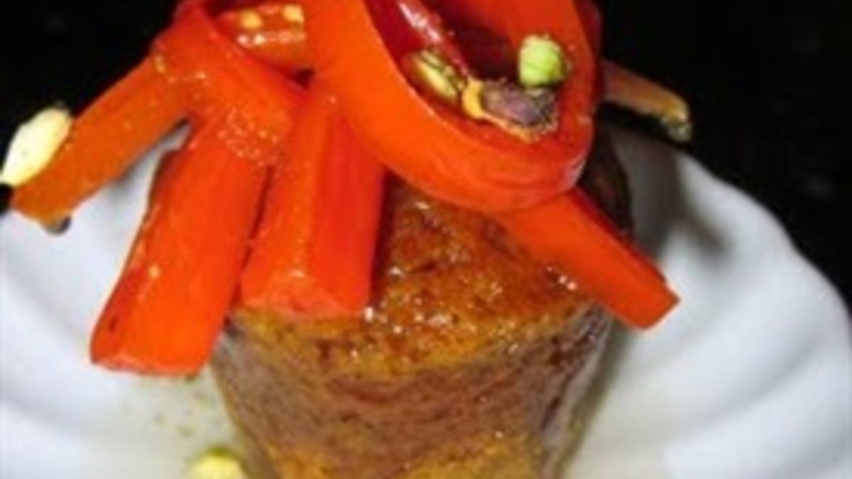 Spiced Carrot Baba Au Rhum with Candied Carrots and Pistachios