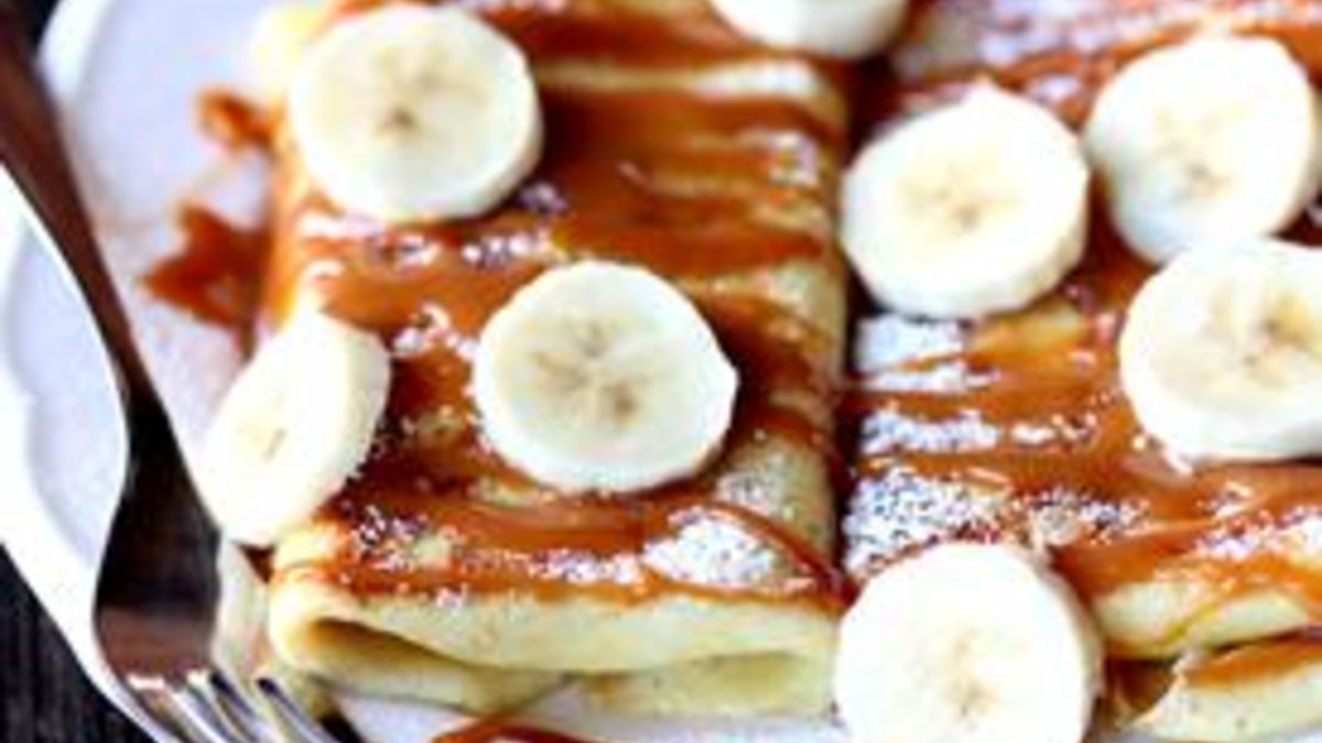 Salted Caramel Banana Blintzes