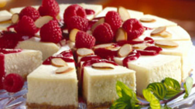 Almond Cheesecake with Raspberry Sauce