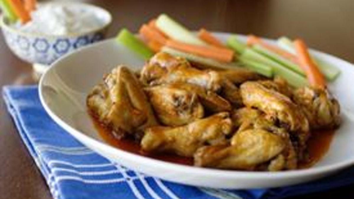 Baked Buffalo Chicken Wings with Blue Cheese Dip